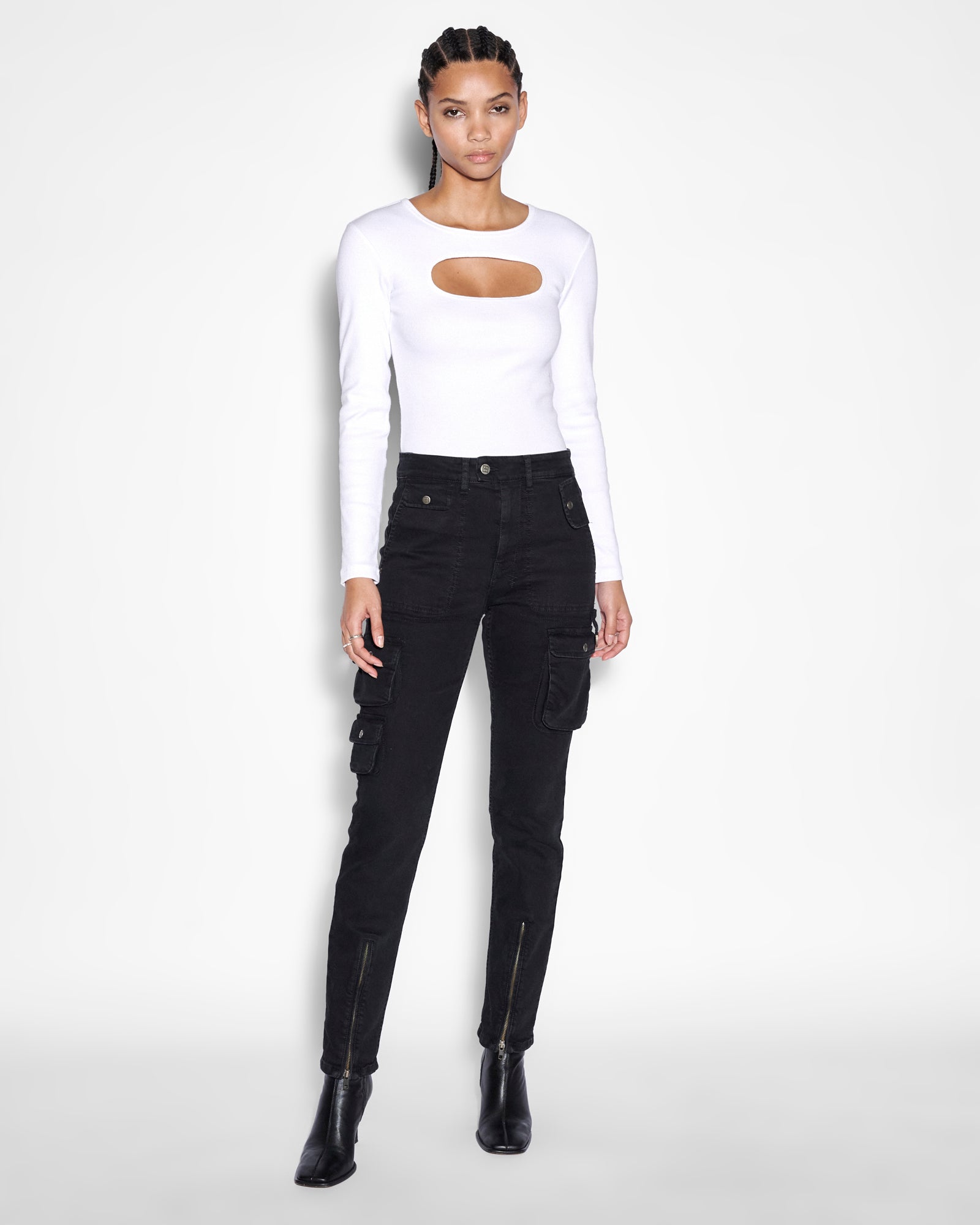 WOMENS  STRAIGHT UP STEALTH CARGO SLIM STRAIGHT DENIM JEANS