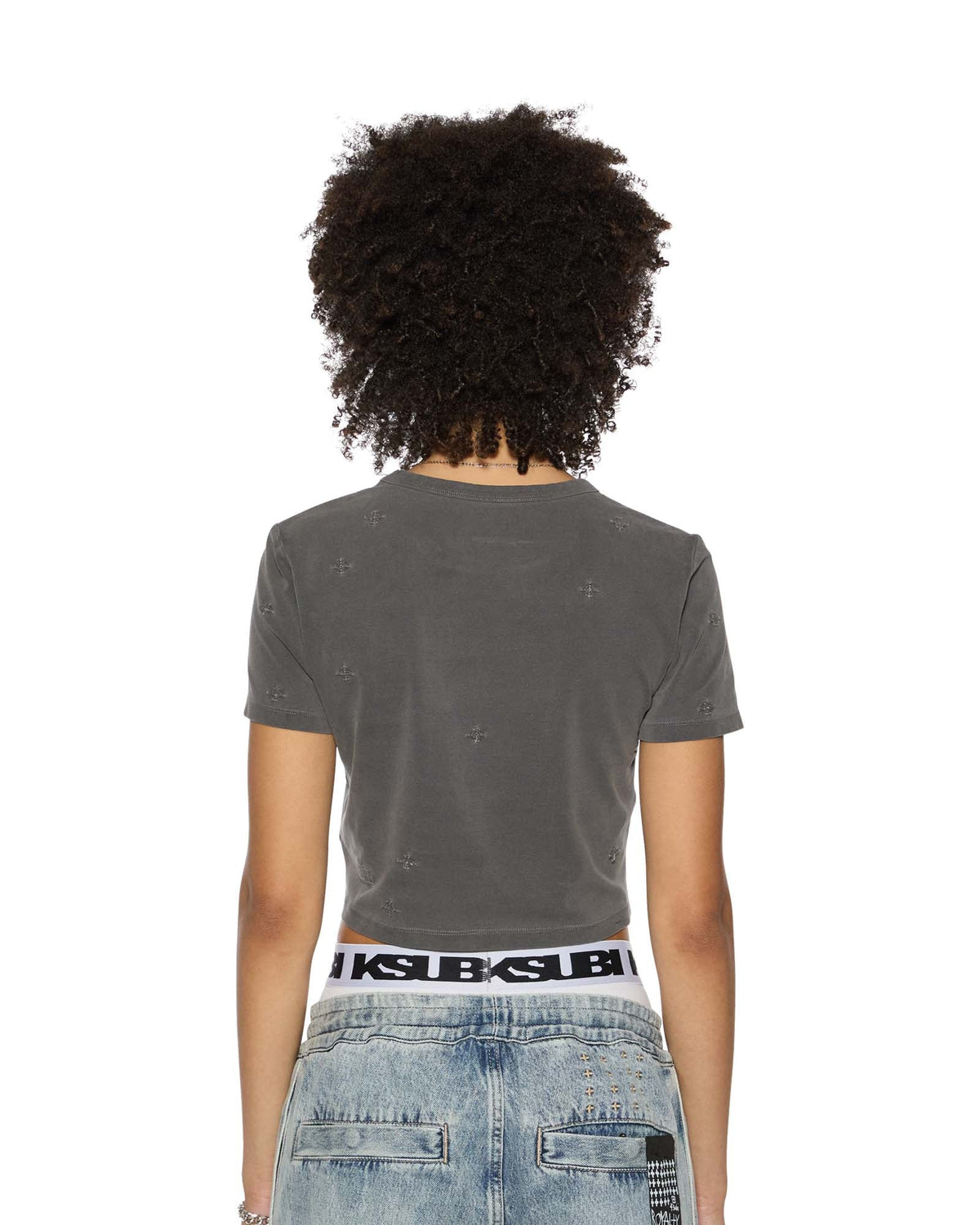 Womens 1999 Plus Baby Ss Tee Charcoal Fitted Tees - Grey