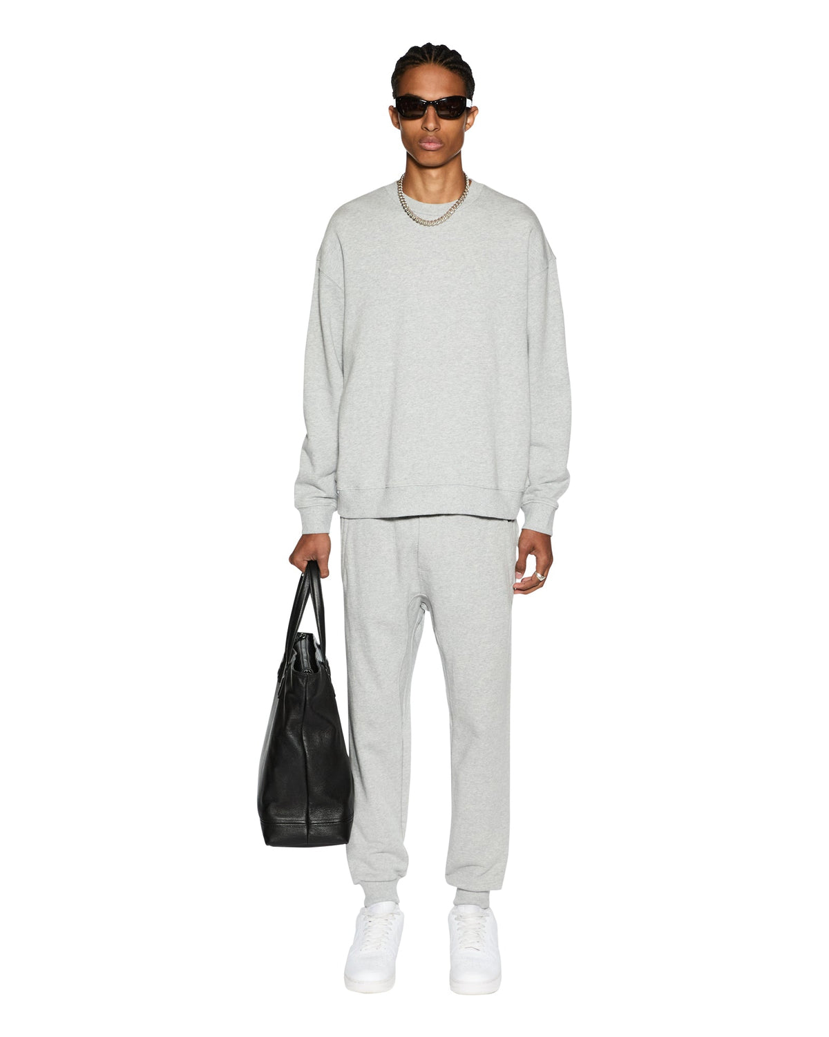 MENS 4 X 4 BIGGIE CREW GREY MARLE FLEECE