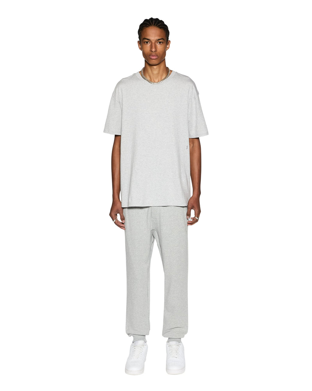 Mens 4 X 4 Biggie Ss Tee Grey Marle Oversized Tees - Grey