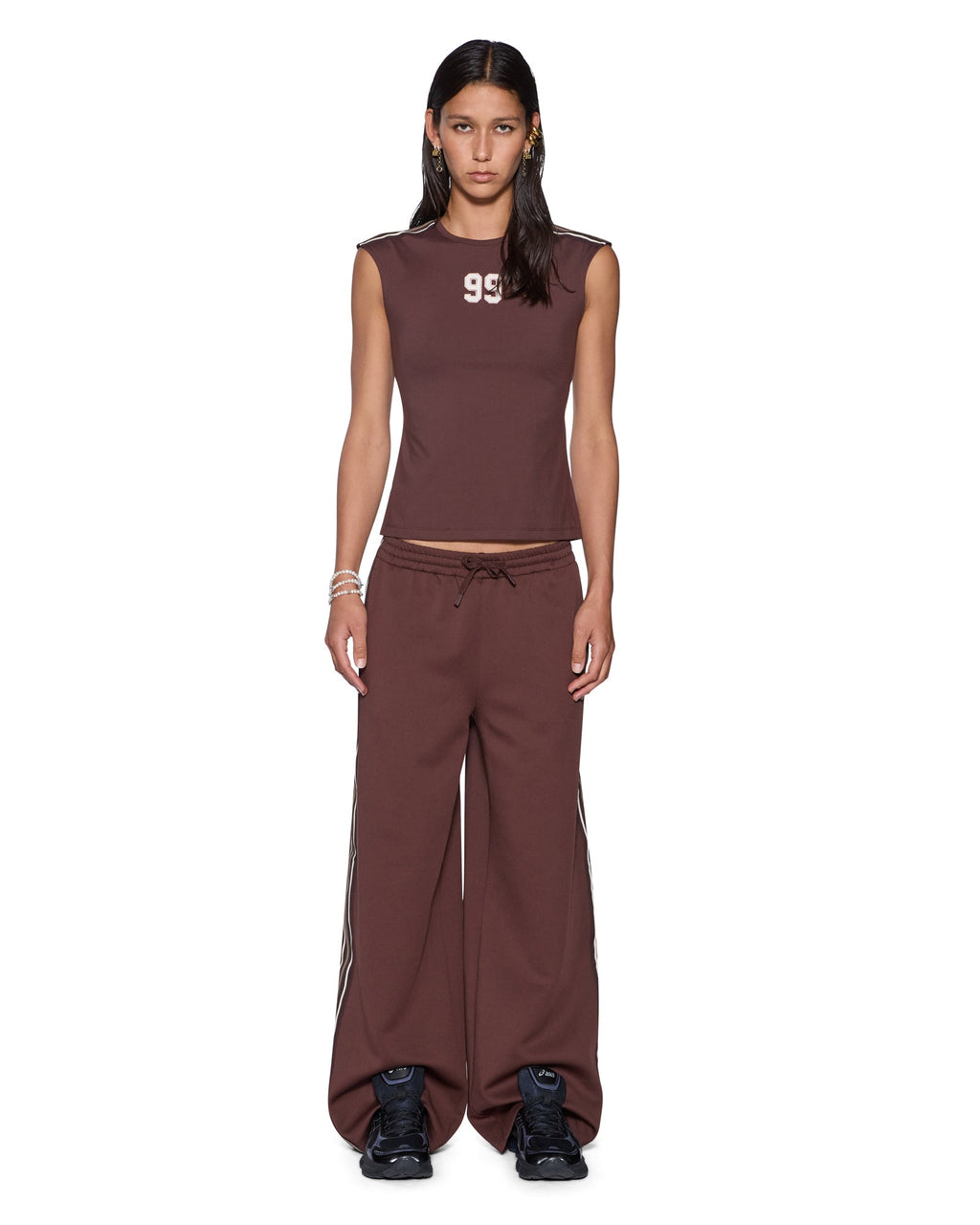 WOMENS 99 SS SLIM OPEN BACK TEE MOCHA TEES