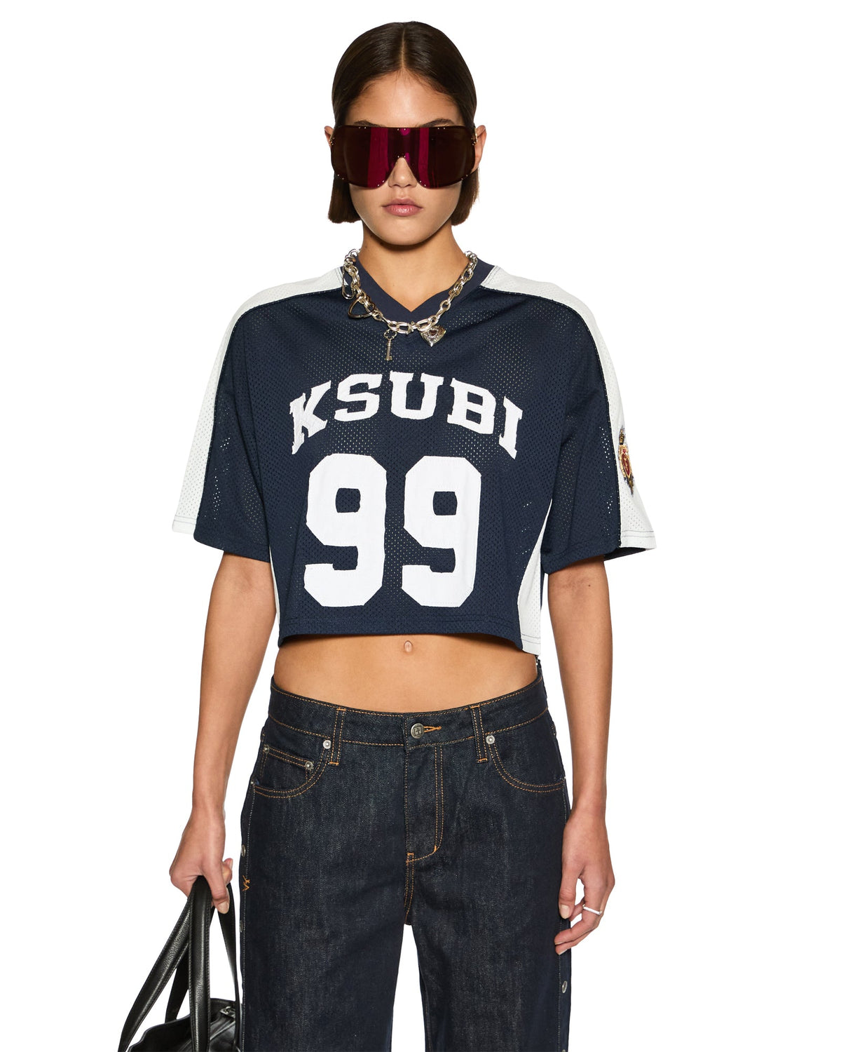 99 SS CROP JERSEY NAVY