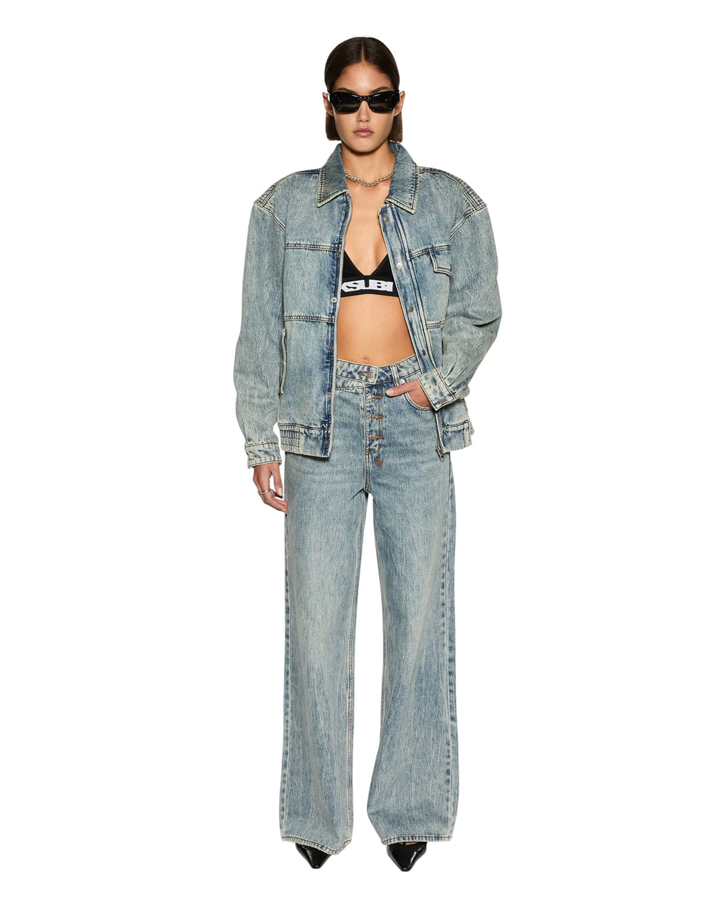 Womens Aria Bomber Youth Relaxed Jackets - Denim