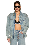 Womens Aria Bomber Youth Relaxed Jackets - Denim