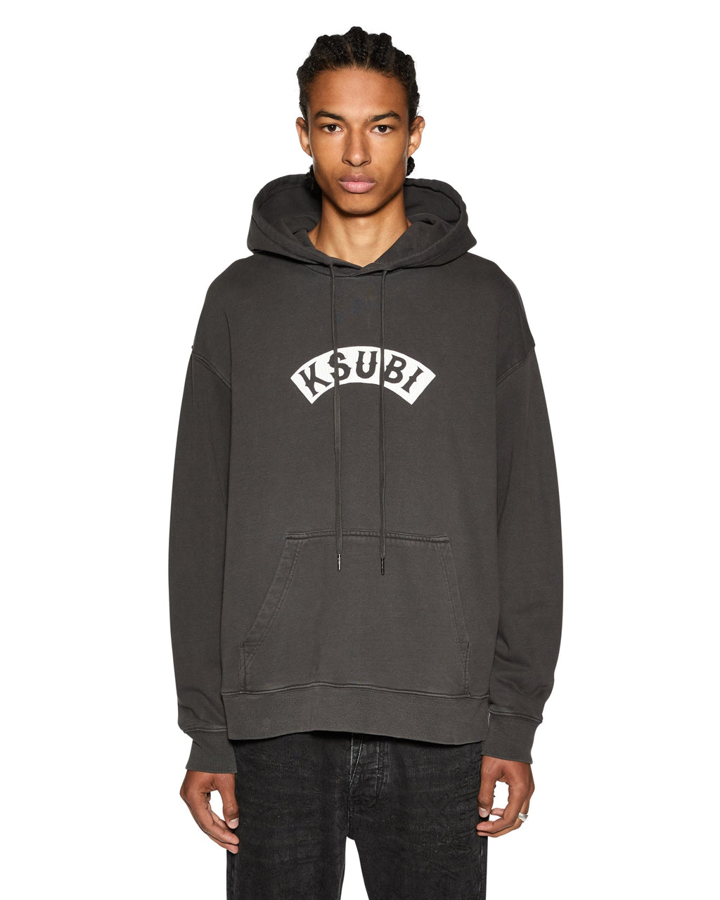 Mens Baddies Biggie Hoodie Faded Black Oversized Fleece - Black