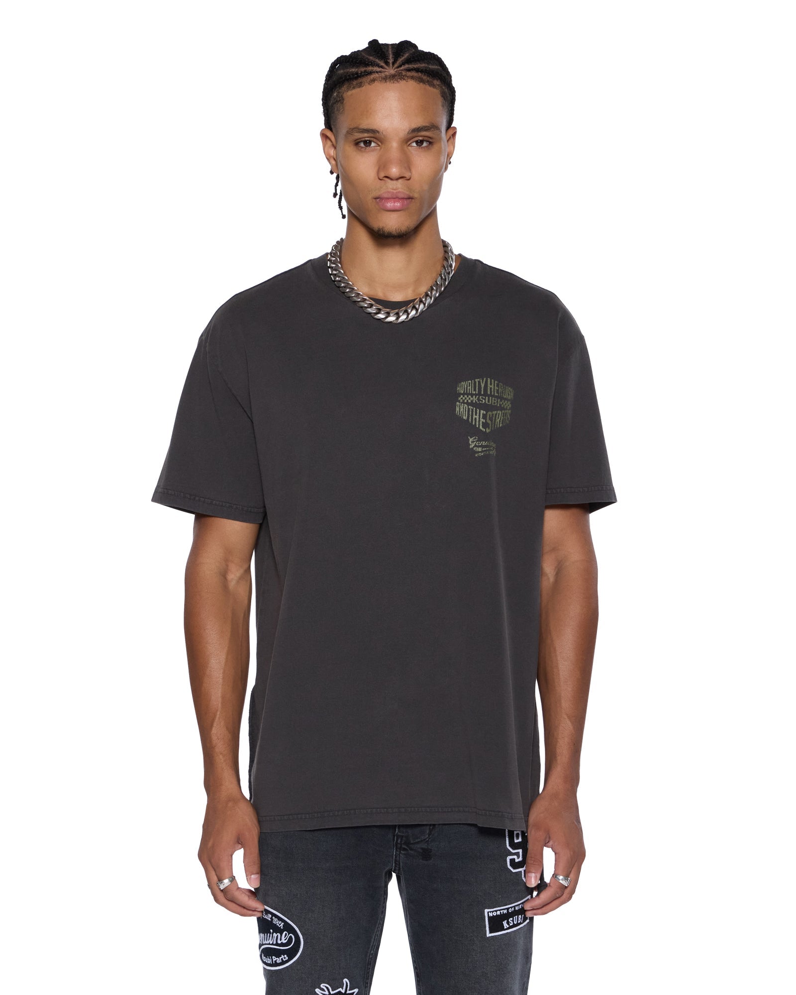 MENS  GARAGE BIGGIE SS TEE FADED BLACK OVERSIZED TEES
