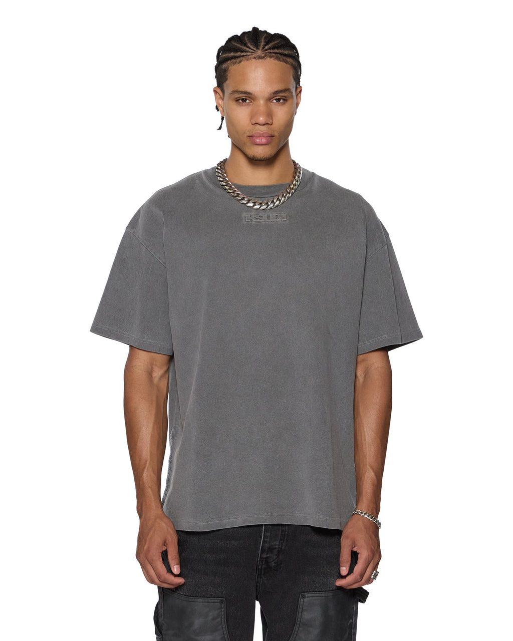 Mens Intruder Ekcess Ss Tee Charcoal Oversized Tees - Grey