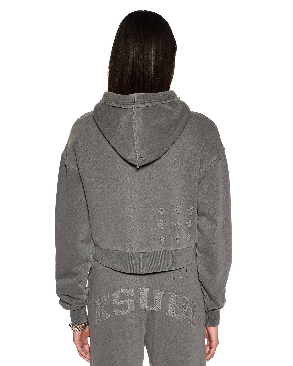 LEAGUE CROPPED HOODIE CHARCOAL