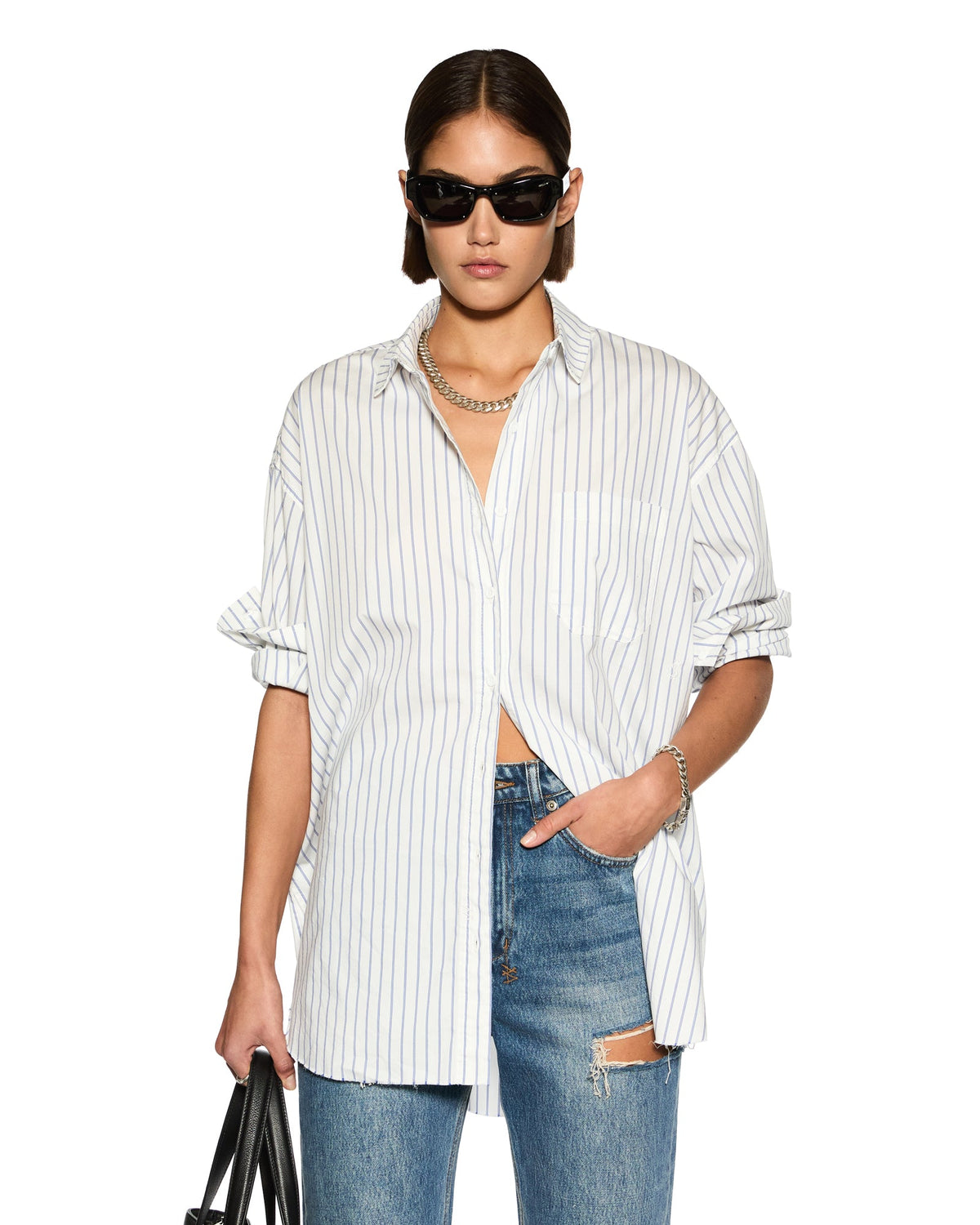 OVERSIZED SHIRT BLUE STRIPE