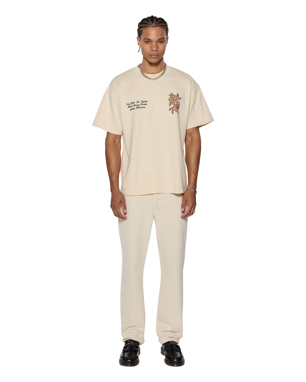 MENS HAZLOW ECRU DENIM JEANS