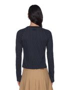 WOMENS PORTER LS TOP BLACK PINSTRIPE FASHION TOPS