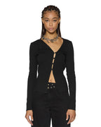 WOMENS REWORK LS TOP BLACK FASHION TOPS
