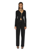 WOMENS REWORK LS TOP BLACK FASHION TOPS