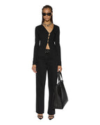 WOMENS REWORK LS TOP BLACK FASHION TOPS