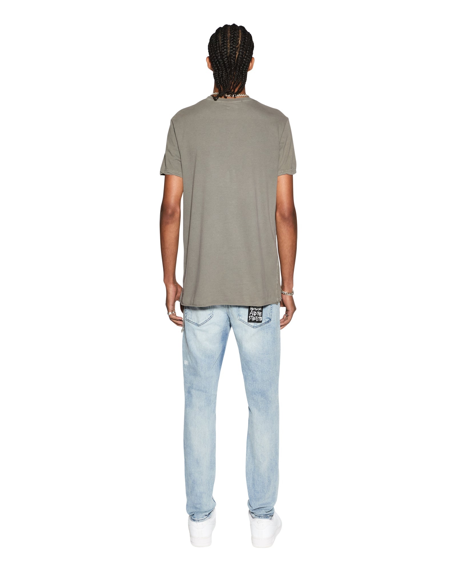 MENS  SEEING LINES SS TEE VINTAGE GREY FITTED TEES