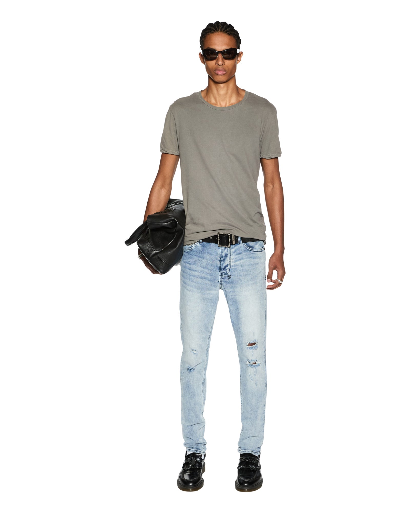 MENS  SEEING LINES SS TEE VINTAGE GREY FITTED TEES