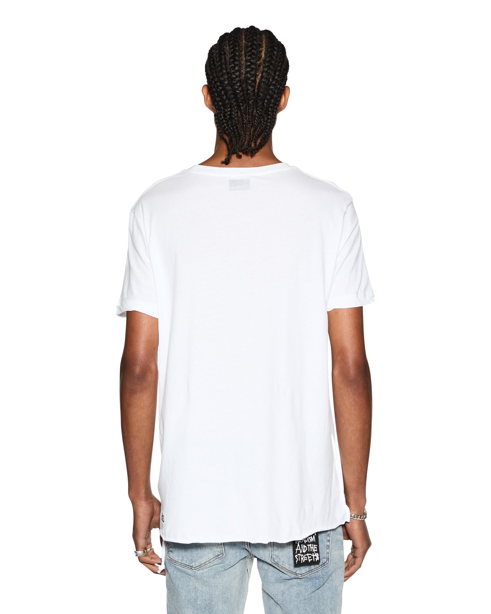 MENS  SEEING LINES SS TEE WHITE FITTED TEES