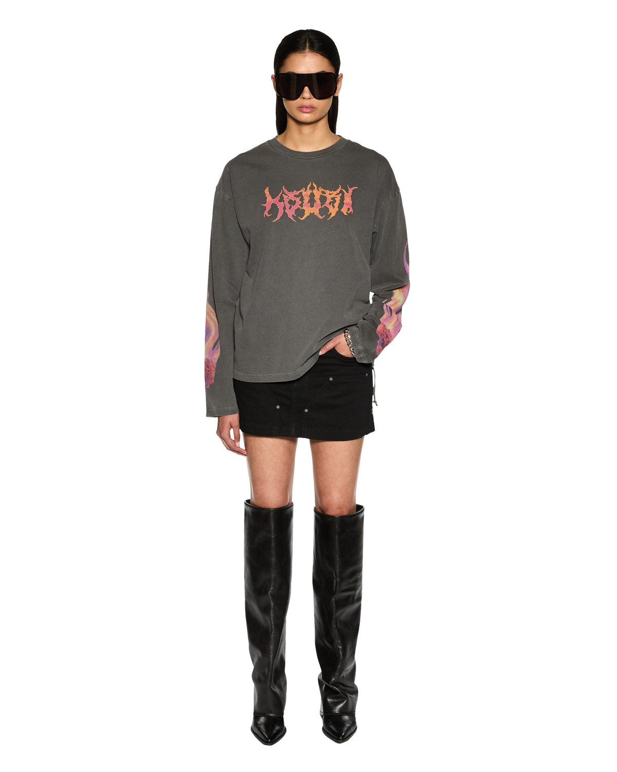 Womens Low Rider Mini Skirt Boneyard Black Baggy Skirts - Black