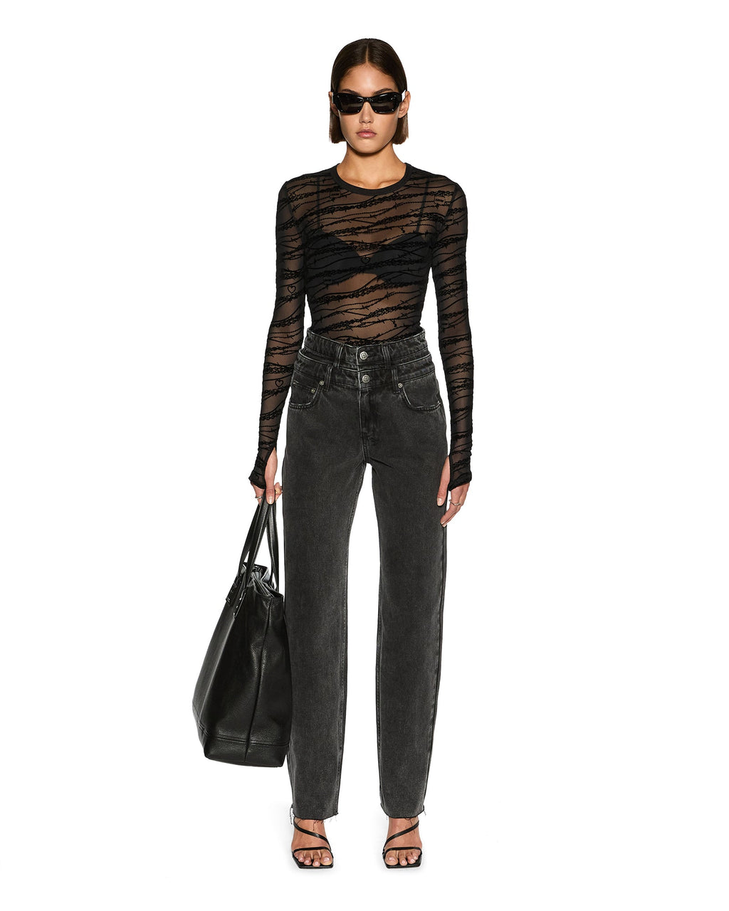 Womens Playback Rework Shadow Straight Denim Jeans - Black