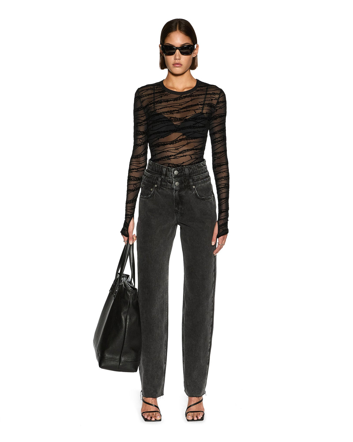 Womens Playback Rework Shadow Straight Denim Jeans - Black