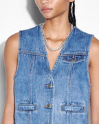 Womens Vagabond Waistcoat Heritage Relaxed Fashion Tops - Denim