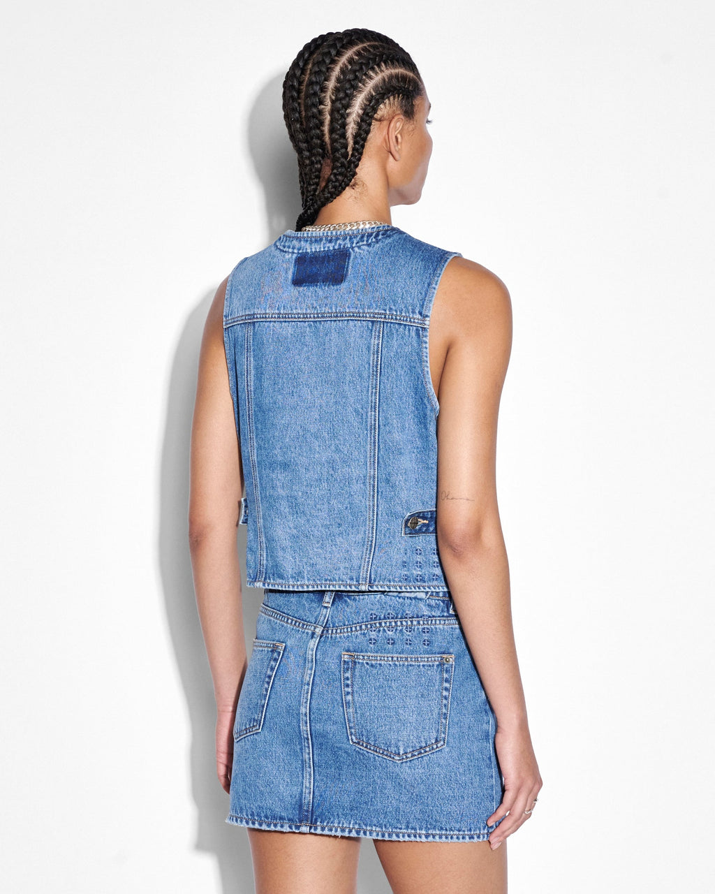 Womens Vagabond Waistcoat Heritage Relaxed Fashion Tops - Denim