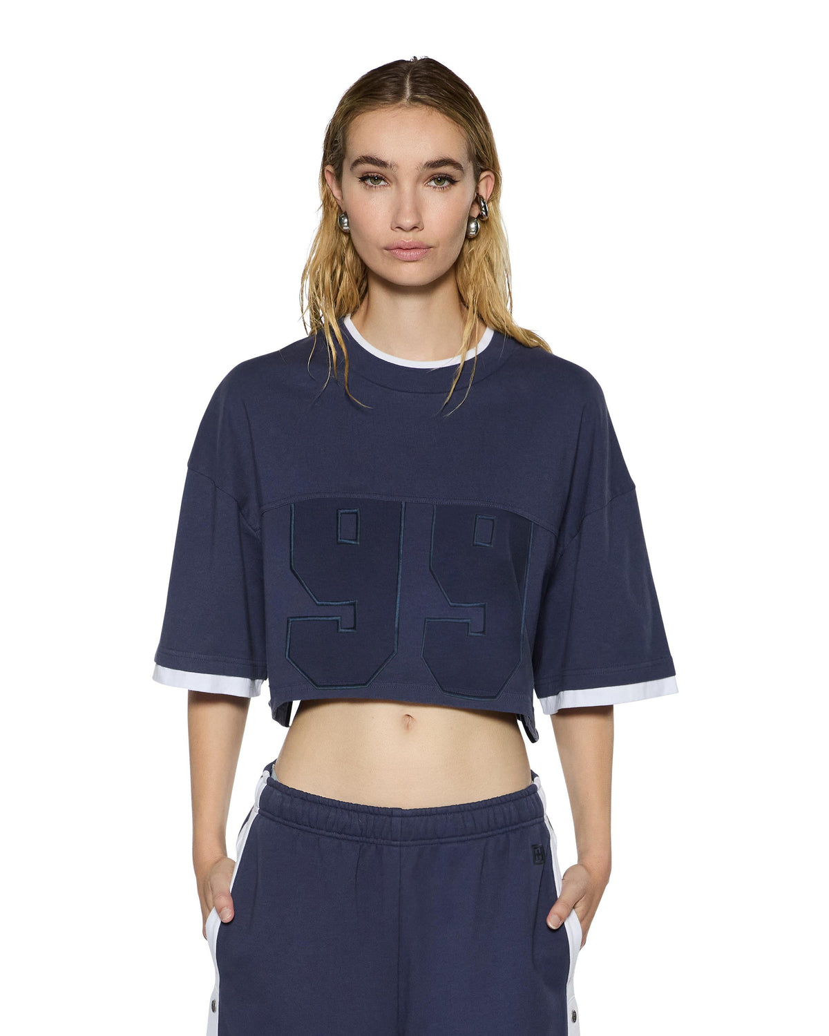 99 BOYFRIEND CROPPED SS TEE INK BLUE
