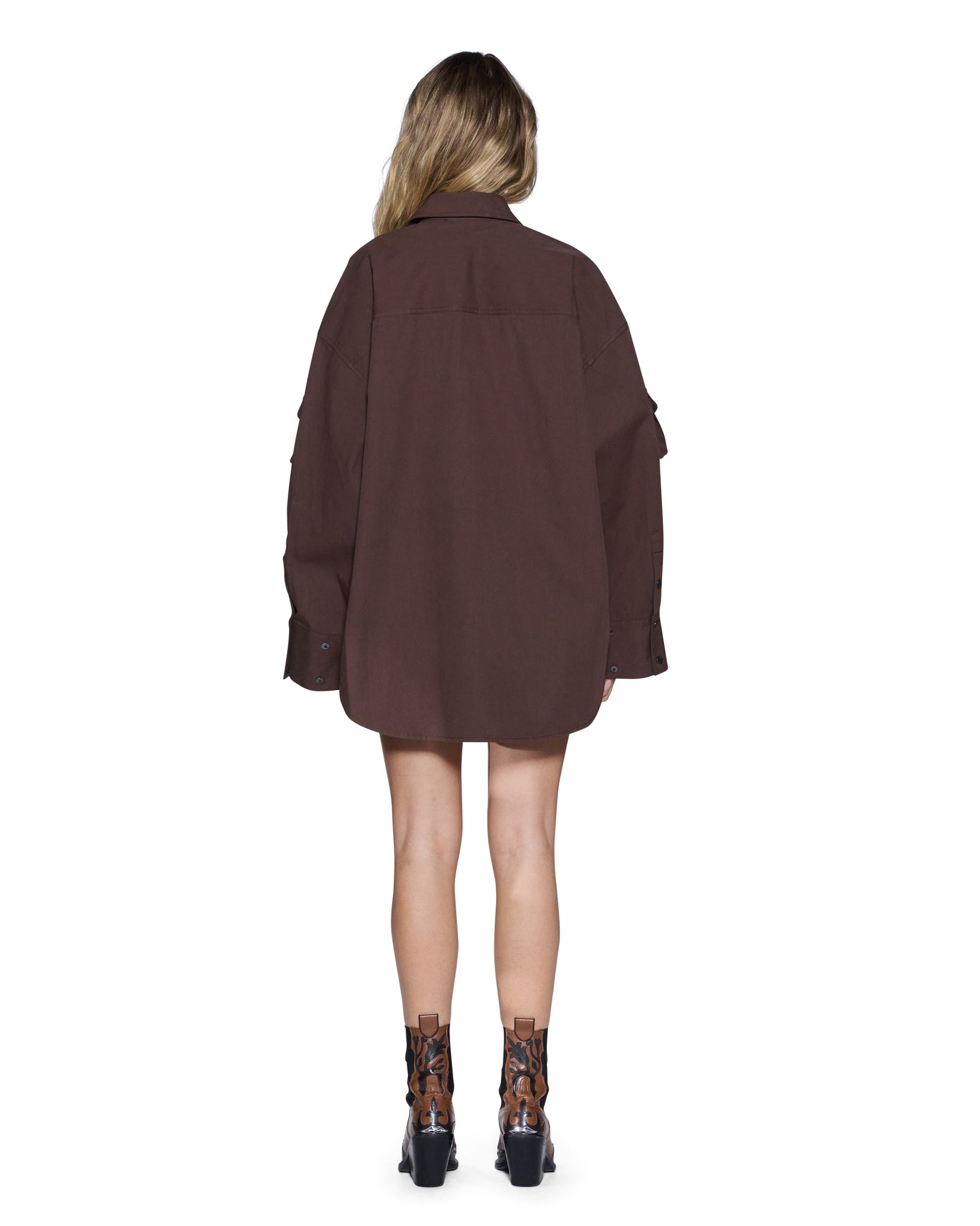 WOMENS  ASTRA LS CARGO SHIRT CHOCOLATE OVERSIZED SHIRTS