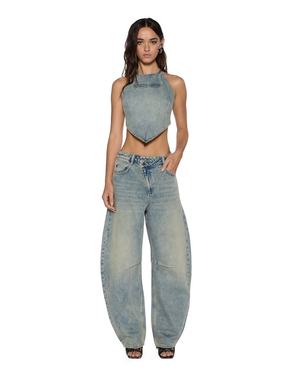 WOMENS BARREL JEAN FOLK DENIM JEANS