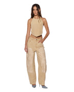Womens Barrel Jean Carpenter Oat Barrel Leg Denim Jeans - Beige