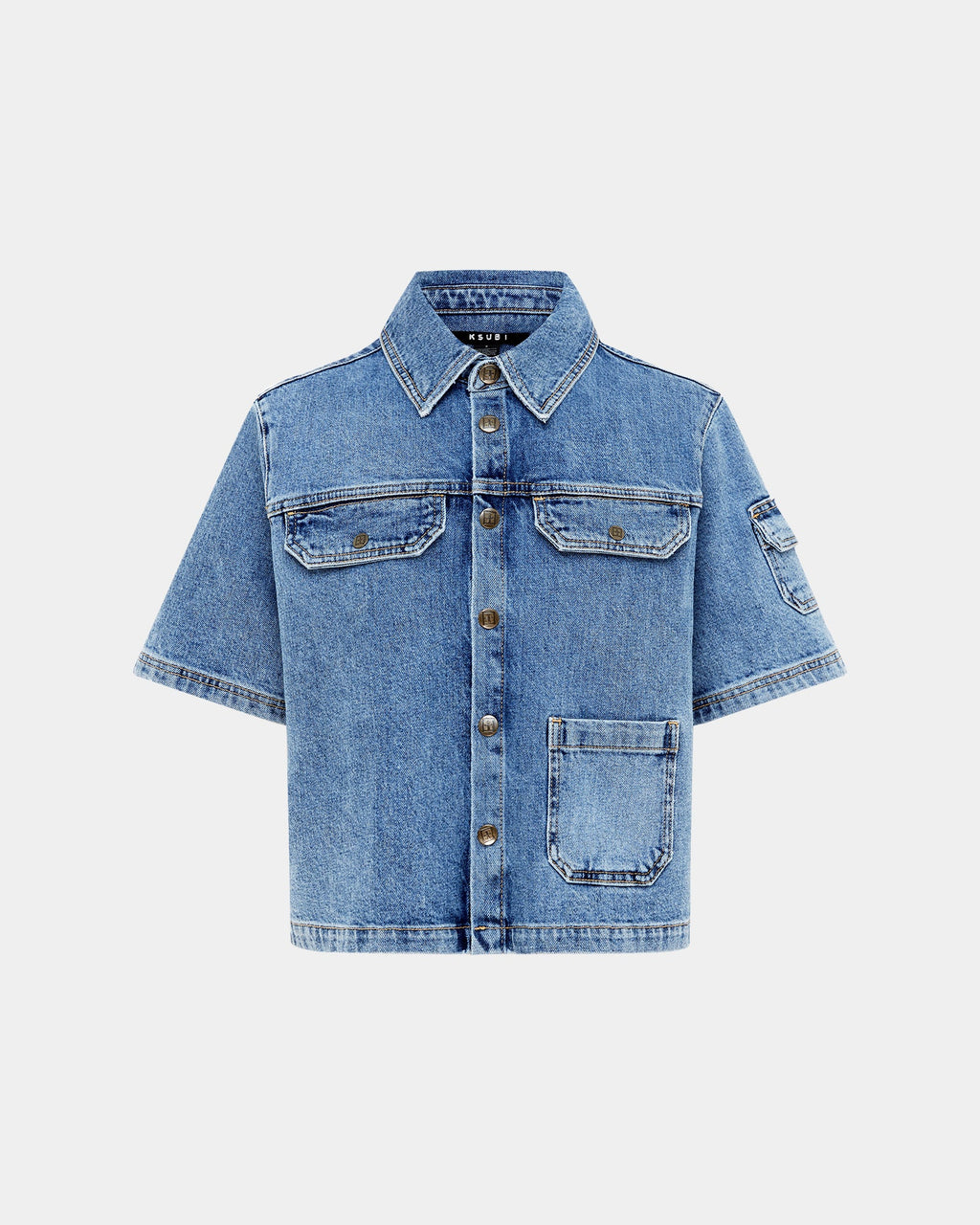 Womens Cargo Ss Shirt Heritage Boxy Shirts - Denim