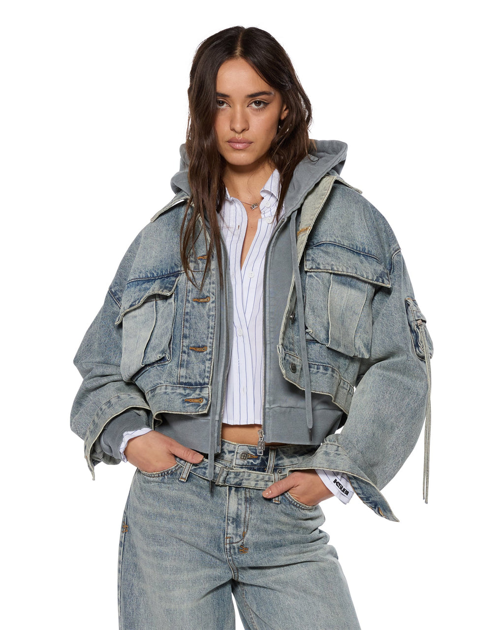 Womens Campbell Jacket Echoes Boxy Jackets - Denim