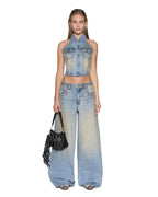 Womens Lennox Top Field Blue Spark Regular Fashion Tops - Denim