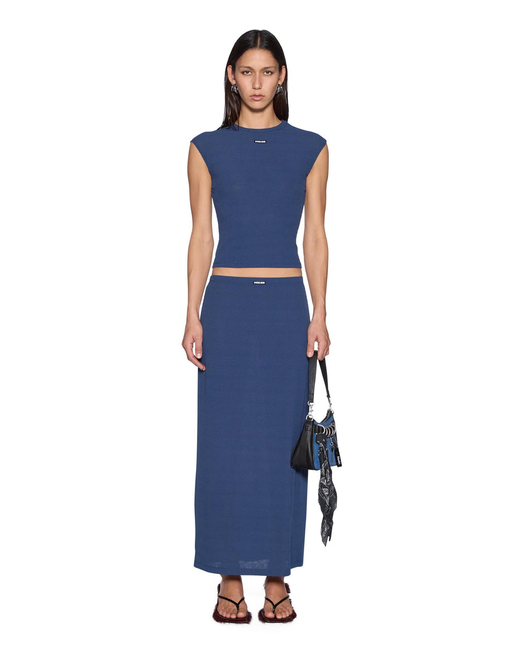 Womens Nina Midi Skirt Mesh Granite Blue Regular Skirts - Blue