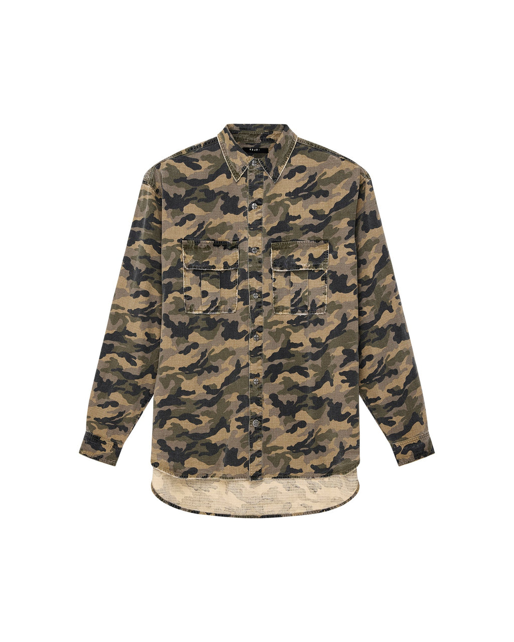 Mens Vulture Ls Shirt Camo Skinny Shirts - Green