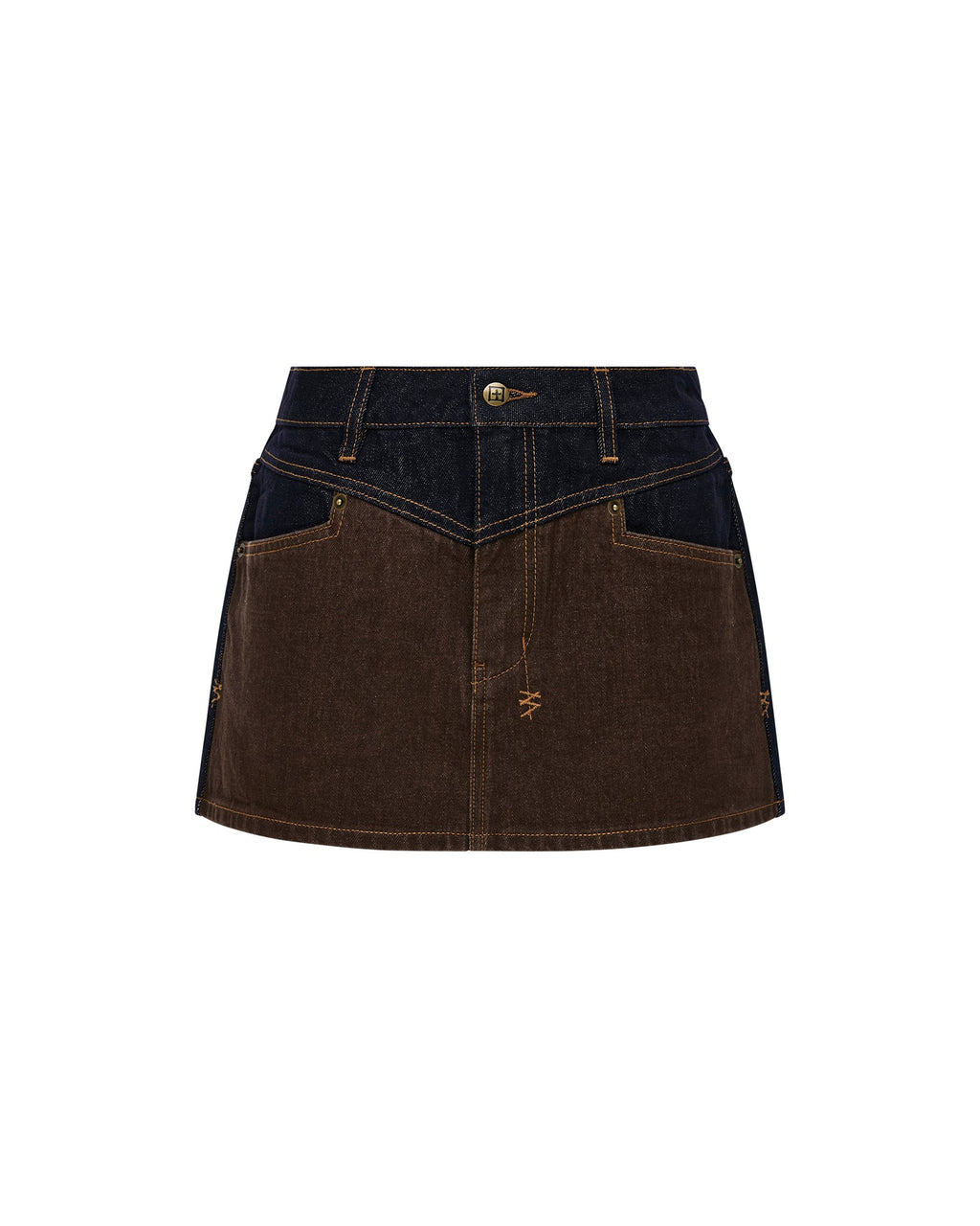 Womens Low Rider Mini Original Spliced Relaxed Skirts - Denim