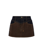 Womens Low Rider Mini Original Spliced Relaxed Skirts - Denim