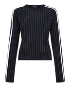 WOMENS PORTER LS TOP BLACK PINSTRIPE FASHION TOPS