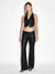 WOMENS  BRAZEN LEATHER WAISTCOAT BLACK FITTED FASHION TOPS