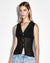 WOMENS  DIVIDE KNIT VEST BLACK RELAXED KNITWEAR