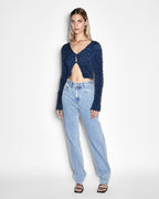 Womens Expanse Ls Top Midnight Fitted Fashion Tops - Blue