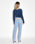 Womens Expanse Ls Top Midnight Fitted Fashion Tops - Blue