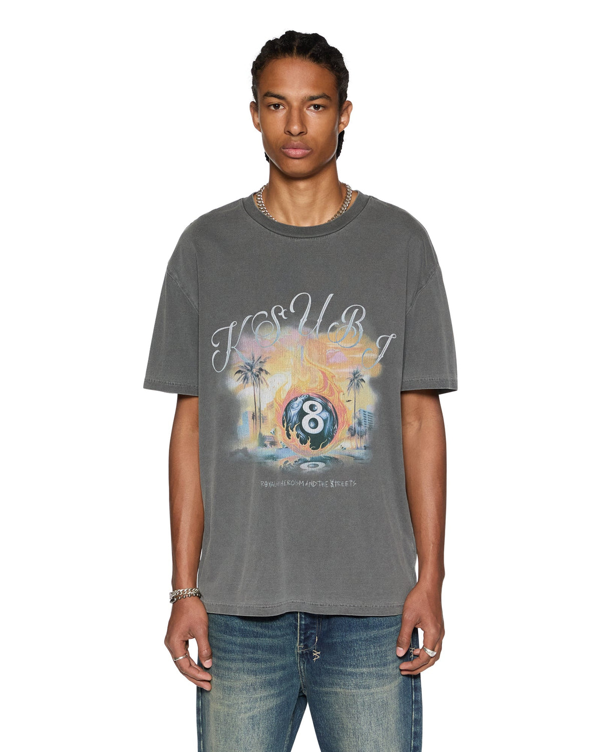 MENS WORLD ORDER BIGGIE SS TEE CHARCOAL TEES