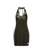 Womens Playoff Halter Dress Hash Slim Dresses - Green