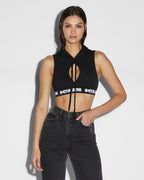 Womens Incubus Hoodie Tank Black Fitted Fleece - Black