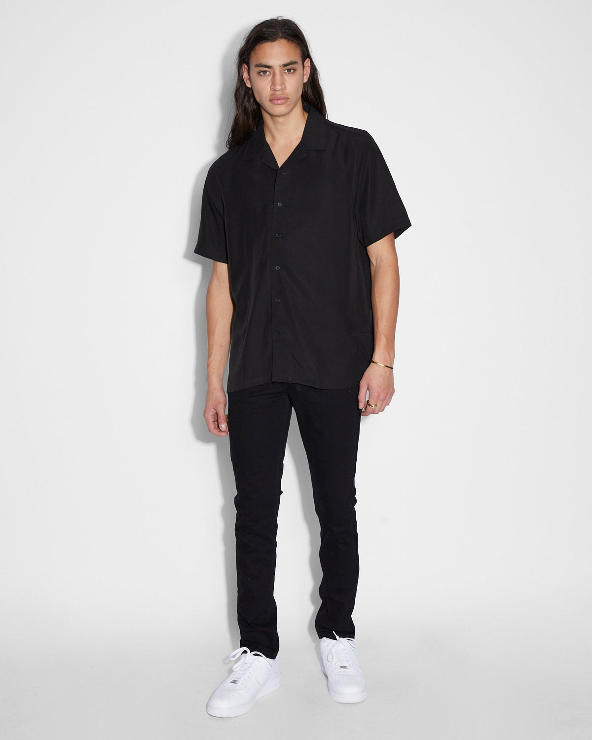 Mens Neon Resort Ss Shirt Black Regular Shirts - Black