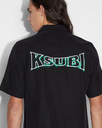 Mens Neon Resort Ss Shirt Black Regular Shirts - Black