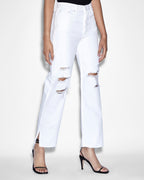 Womens Brooklyn Jean Blanc Sliced Straight Denim Jeans - White