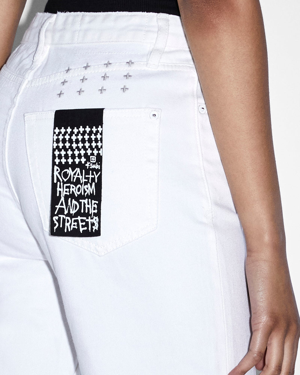 Womens Brooklyn Jean Blanc Sliced Straight Denim Jeans - White