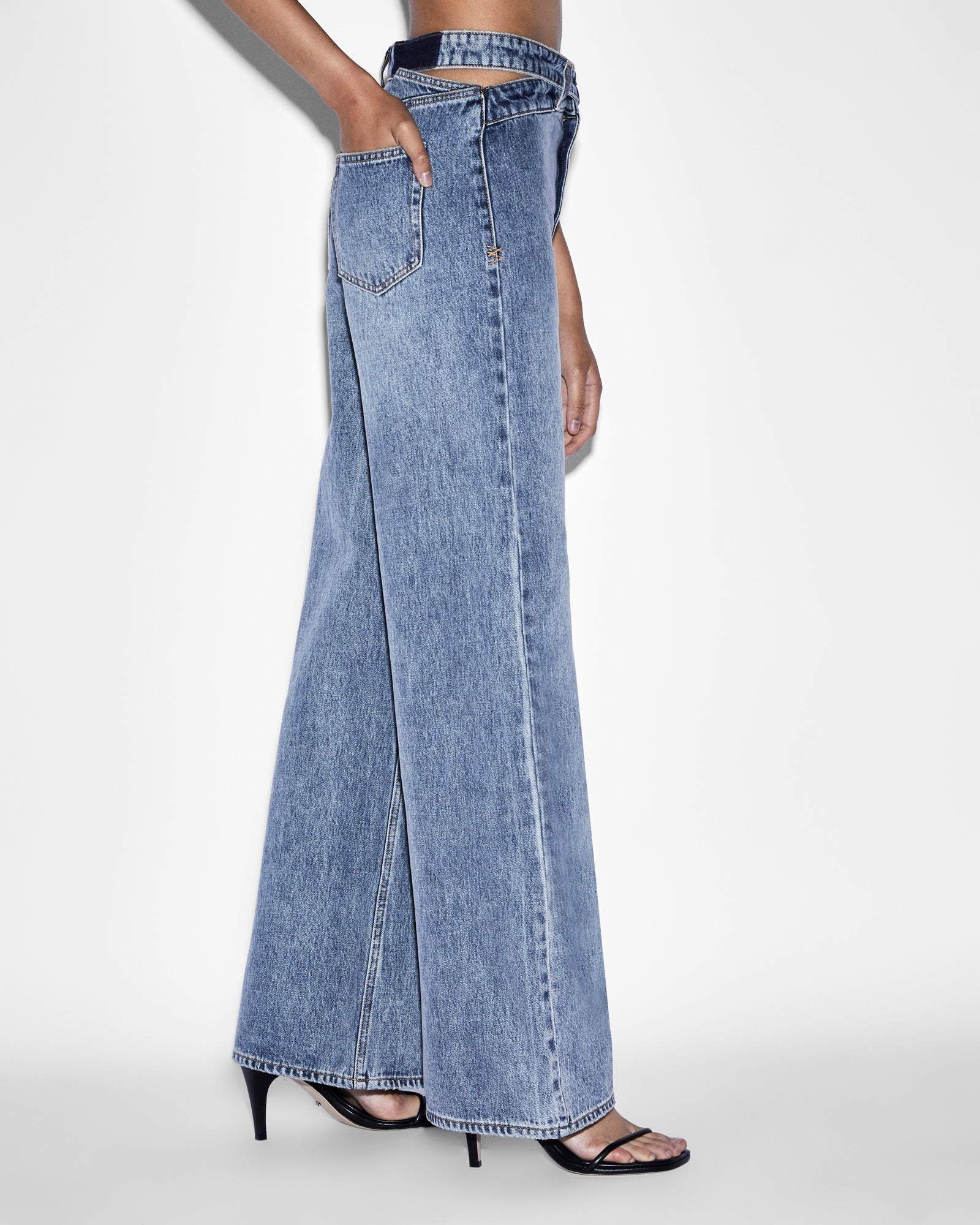 WOMENS  STRIDER DETTACHED JEAN HAVEN WIDE DENIM JEANS